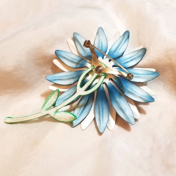 VTG HUGE Enamel Layered Flower Brooch - Picture 5 of 7